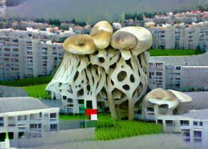 DI sukurta vizualizacija Mushroom building KTU